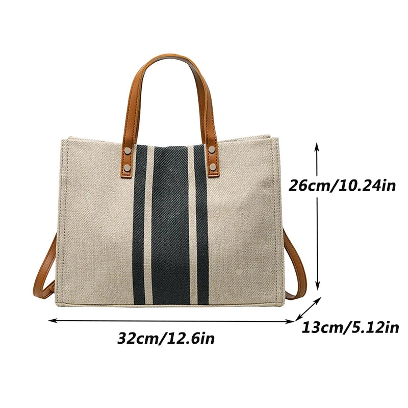 Sac Cabas Élégant en Tissu avec Rayures